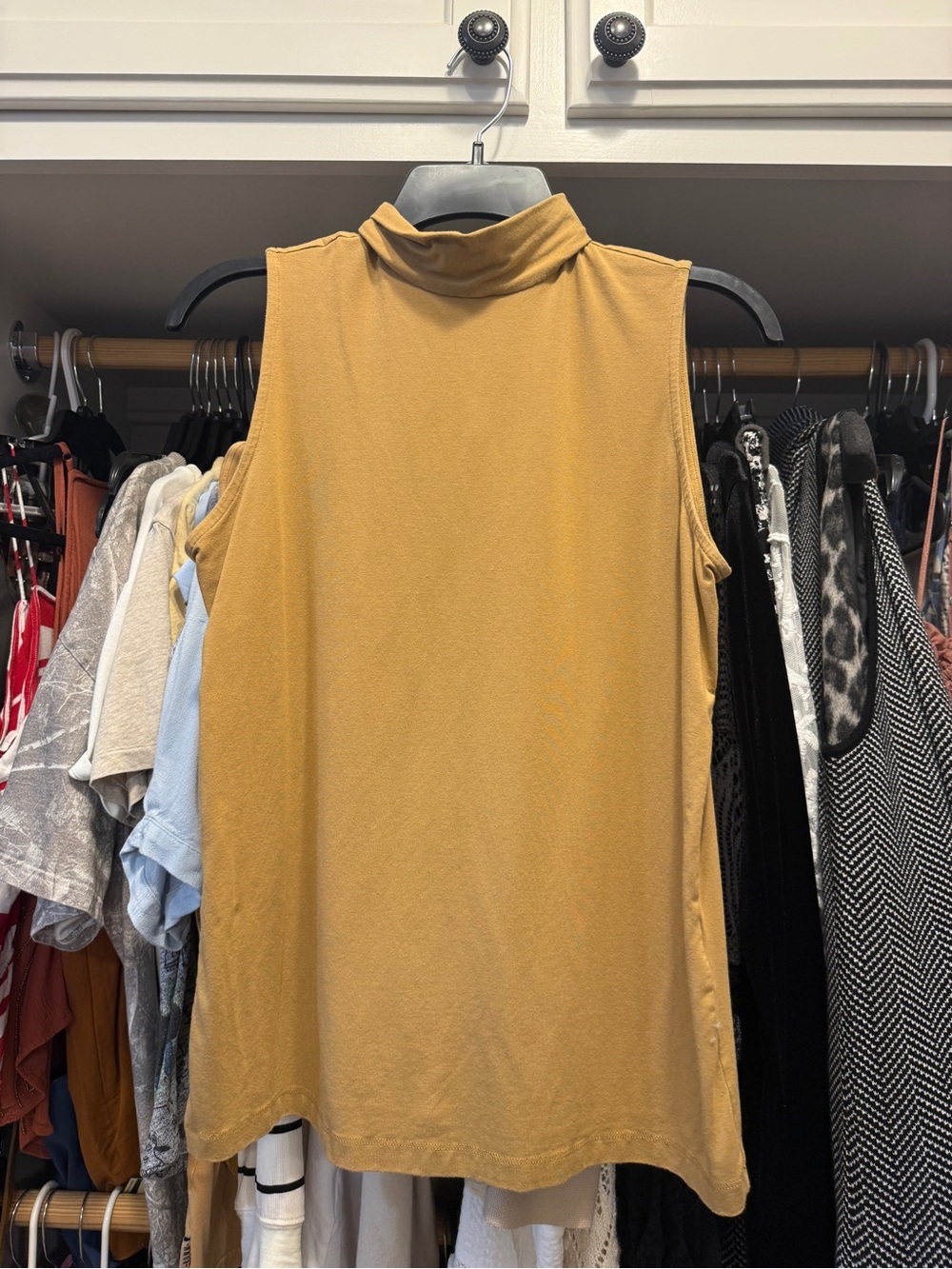 Chico's Sleeveless Mock Neck in Mustard